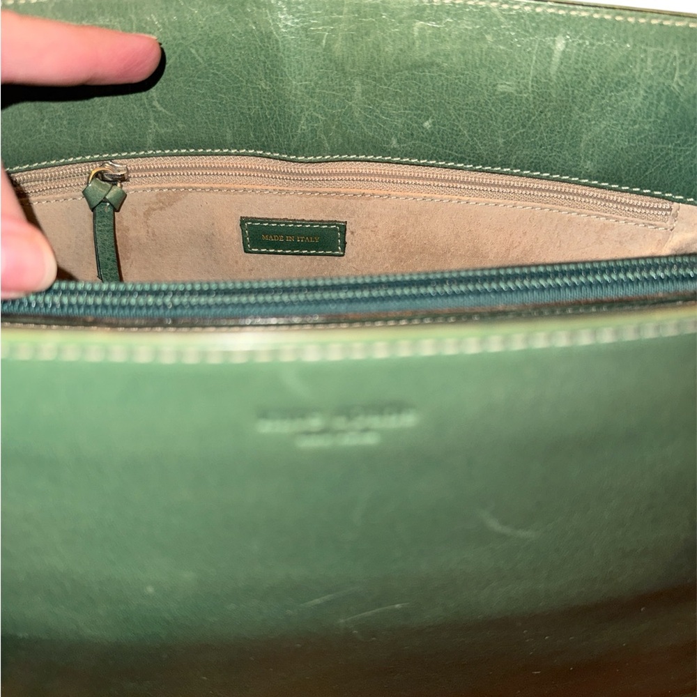 Vintage 90s Kate Spade Green Leather Tote - Picture 6 of 9